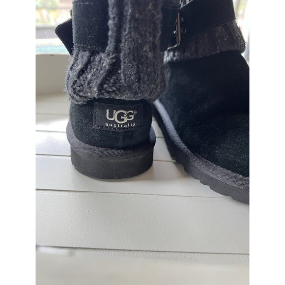 UGG Australia Cambridge Winter Boots Womens Size 5 EUR 36 Black Knit Sheepskin - Picture 13 of 16
